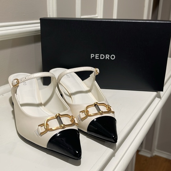 PEDRO - Jean Leather Heel Mules - Chalk Size 38 - Picture 5 of 7